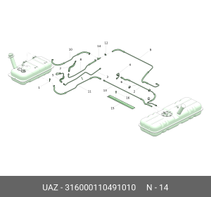 Насос топливный УАЗ-315195,3160 с УМЗ-4213 струйный пластиковый (ОАО УАЗ) 316000110491010 UAZ UAZ