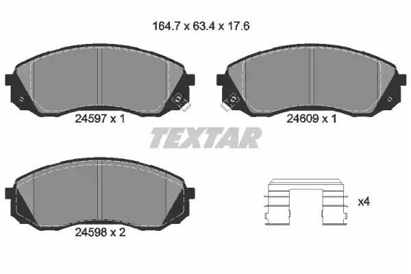 Колодки тормозные HYUNDAI Starex H-1 (07-) KIA Carnival (05-) передние (4шт.) TE 2459701 TEXTAR