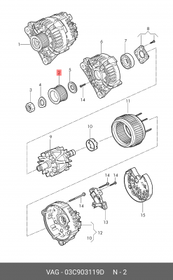 (8 ГР.), ШКИВ ПОЛИКЛИНОВОГО РЕМНЯ 03C 903 119 D VAG