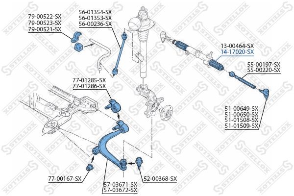 пыльник рейки рулевой левый!\ Citroen Xantia, Peugeot 405 92> 14-17020-SX STELLOX