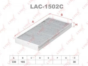 фильтр салона! 333x165x30, угольный\ Opel Corsa C 1.0/1.2/1.4/1.8/1.3CDTi/1.7Di/ LAC-1502C LYNXAUTO