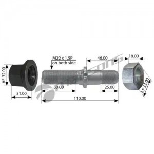 Болт колесынй К-КТ с гайками SAF M22*1.5/M22*1.5 600.176 MANSONS