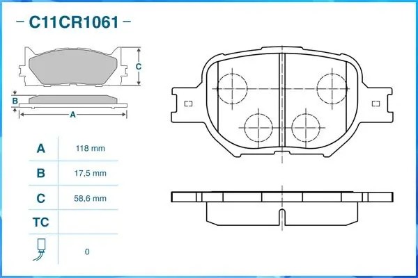 Тормозные колодки передние Low Metallic C11CR1061 C11CR1061 CWORKS