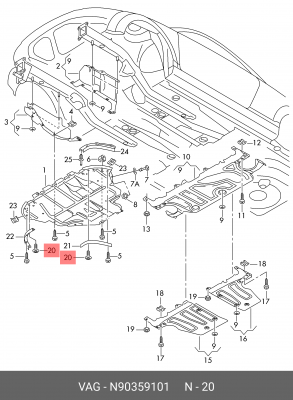 Клипса VW AUDI SEAT SKODA OE N 903 591 01 VAG