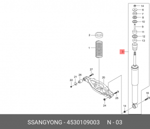 Амортизатор SSANGYONG Kyron (05-) задний (multi-link) OE 4530109003 SSANG YONG