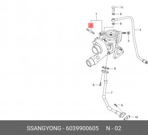 Шпилька SSANGYONG Actyon (10-) (D20F) турбокомпрессора OE 6039900605 SSANG YONG