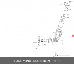 Фильтр масляный SSANGYONG Korando,Musso (OM600) OE 6611803409 SSANG YONG