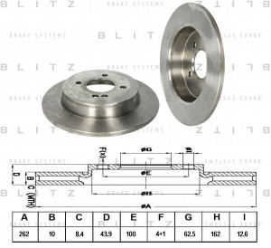 Диск тормозной задний HYUNDAI Solaris 10-KIA Rio 11- BS0345 BS0345 BLITZ