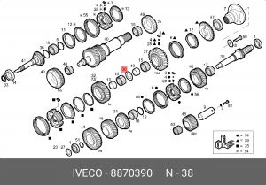 регулировочное кольцо КПП! шайба дистанционная\IVECO 8870390 IVECO