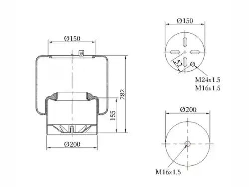 Пневморессора Premium со стаканом (металл) 1шп.-штуц.-M1624 (стакан 1 отв.xМ16 ) 090030058 SONDER