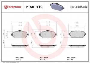Колодки тормозные P50119 P50119 BREMBO