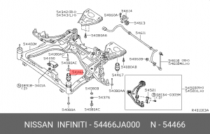 сайлентблок подрамника предний!\ Nissan Maxima J32 11> 54466-JA000 NISSAN