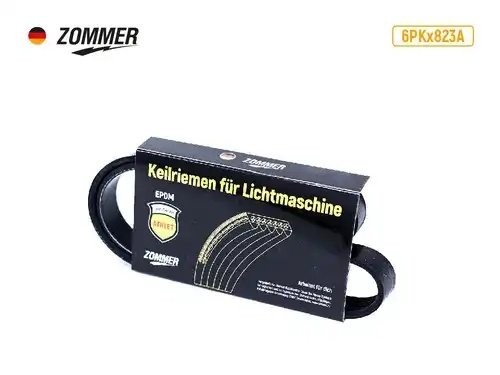 Ремень 823 (6PK) генератора ВАЗ Гранта, Калина II (без кондиционера) EPDM 6PK823A ZOMMER