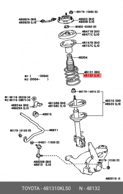 ПРУЖИНА ПОДВЕСКИ  48131-0KL50 48131-0KL50 TOYOTA