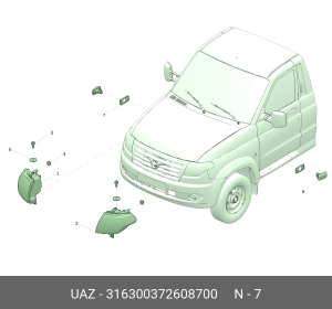 Прокладка УАЗ-3163 повторителя поворота (ОАО УАЗ) 316300372608700 UAZ UAZ
