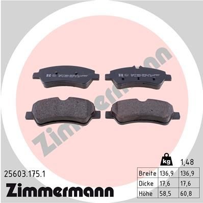 колодки дисковые !задн. 137x58x18 \ Ford Transit 12> 256031751 ZIMMERMANN