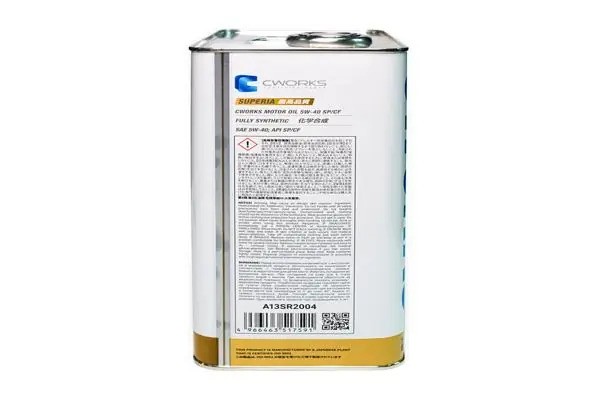 Масло моторное SUPERIA MOTOR OIL 5W-40 SP/CF 4L A13SR2004 A13SR2004 CWORKS