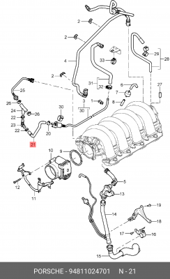 94811024701 Соединительный шланг 94811024701 PORSCHE