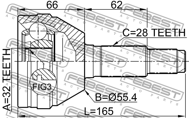 ШРУС внешний CHEVROLET EPICA (V250) 2007- 1110-010 1110-010 FEBEST