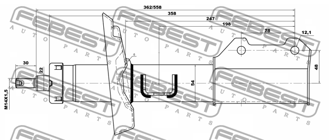Амортизатор передн правый OPEL ASTRA J, CHEVROLET CRUZE 10660618FR 10660618FR FEBEST