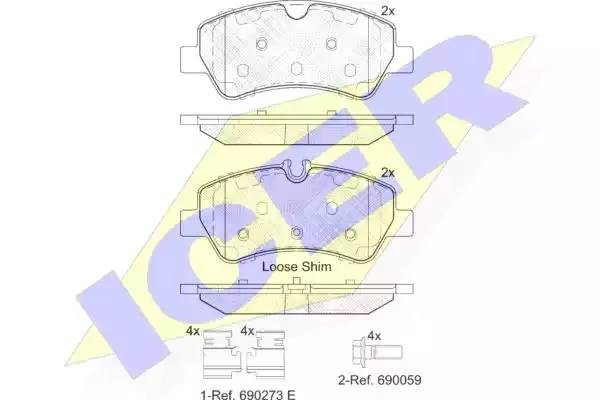 142116 колодки дисковые задние!\ Ford Transit/Tourneo Custom 300 2.20TDCI 12> 142116 ICER