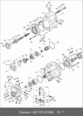401107-01044 Ремкомплект уплотнений насоса DX300 401107-01044 DOOSAN