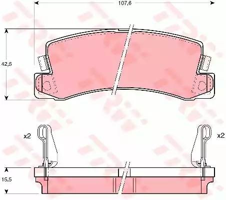 Колодки тормозные TOYOTA Avensis, Camry, Celica (87-01) задние (4шт.) TRW GDB1168 TRW
