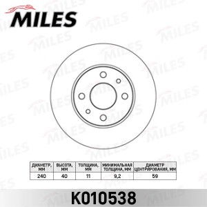 Диск тормозной передний FIAT 500 / PANDA / PUNTO (TRW DF1745) K010538 K010538 MILES