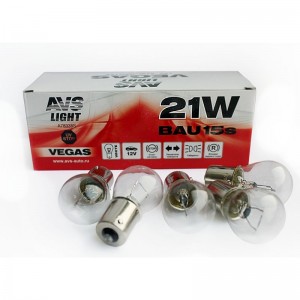 к-т ламп! 21W(BAU15S) 12V Vegas BOX (10шт), смещ.штифт\ A78338S AVS