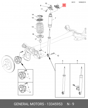 Опора амортизатора OPEL Astra (10-) заднего (ACDelco Professional) OE 13345953 GENERAL MOTORS