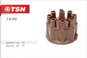 Крышка распределителя зажигания ГАЗ 53 "TSN" черная, медн.(R экр 332) 18332 18332 TSN