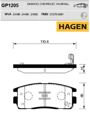 Колодки тормозные задние GM Captiva/OPEL Antara GP1205 GP1205 SANGSIN