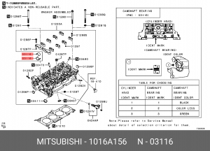 вкладыш распредвала!\ Mitsubishi ASX/Delica/Lancer/Outlander 4B10/4B11/4B12 1016A156 MITSUBISHI