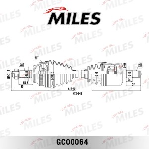 Привод в сборе левый/правый (ABS) Land Rover FREELANDER 1.8 00- GC00064 GC00064 MILES