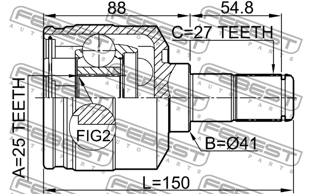 ШРУС внутренний левый 25x41x27 1211-TUC20LH FEBEST