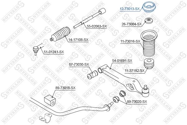 опора амортизатора переднего!\ Daewoo Kalos 02> 12-73013-SX STELLOX
