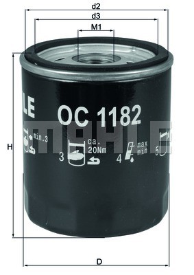 Фильтр масляный OC1182 OC 1182 MAHLE KNECHT