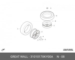 Болт крепления колеса запасного GREAT WALL/HAVAL 3101017XKY00A GREAT WALL