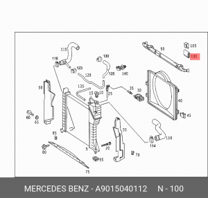 втулка радиатора! верхняя\MB Sprinter 2.3 95-06 A 901 504 01 12 MERCEDES BENZ