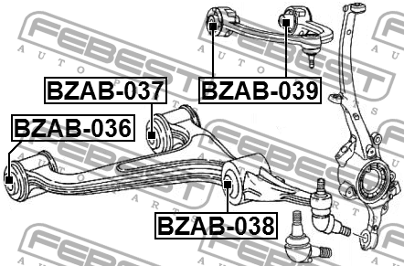 Сайлентблок нижнего передн рычага MERCEDES W210/211 (компл -2шт) BZAB-037 BZAB-037 FEBEST