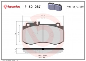 Колодки тормозные P50087 P50087 BREMBO