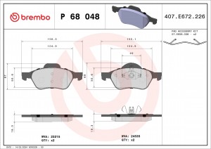 P68048 GDB1687 [7701209100] !колодки дисковые п.\ Renault Megane II/Scenic II 1. P68048 BREMBO