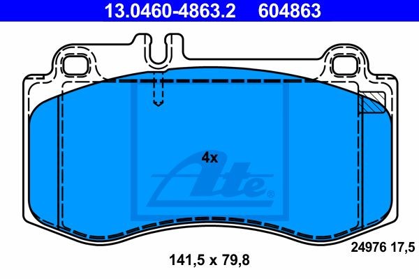 Колодки тормозные MERCEDES C (C218),E (W212) передние (4шт.) ATE 13.0460-4863.2 ATE