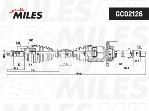 Привод в сборе правый TOYOTA AVENSIS 2.0D 03- (ABS) GC02126 GC02126 MILES