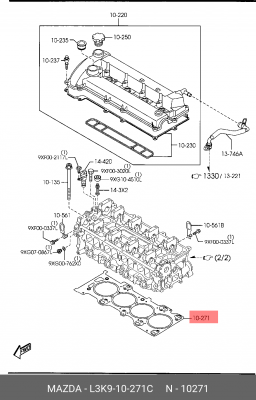 Прокладка L3K91-0271C L3K9-10-271C MAZDA