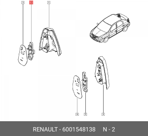 КРОНШТЕЙН ЗАДНЕГО ФОНАРЯ ПРАВЫЙ LOGAN ALL 04> - 6001548138 6001548138 RENAULT