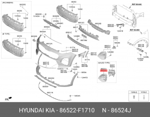 НАКЛАДКА ОТВЕРСТИЯ ПРОТИВОТУМАННОЙ ФАРЫ БАМПЕ HYUNDAI/KIA 86522F1710 HYUNDAI KIA