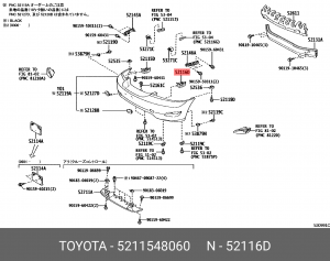 кронштейн бампера !переднего \Toyota, Lexus RX 300/330/350 52115-48060 TOYOTA