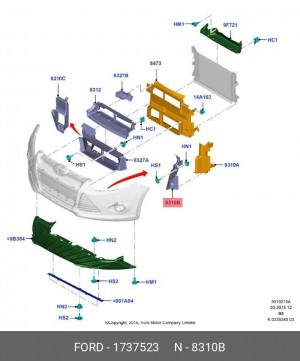 дефлектор радиатора правый!\ Ford Focus III 11> 1 737 523 FORD