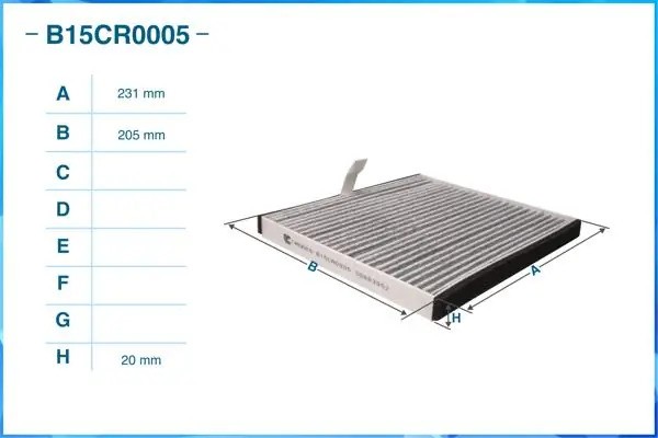 Фильтр салонный угольный B15CR0005 B15CR0005 CWORKS